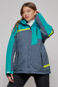 Оптом Горнолыжная куртка женская зимняя большого размера зеленого цвета 2282-1Z в Екатеринбурге