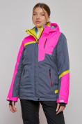 Оптом Горнолыжная куртка женская зимняя розового цвета 2282R в Екатеринбурге