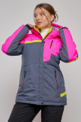 Оптом Горнолыжная куртка женская зимняя розового цвета 2282R в Екатеринбурге, фото 2