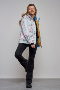 Оптом Горнолыжная куртка женская зимняя бирюзового цвета 2302-1Br в Казани, фото 12