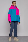 Оптом Горнолыжная куртка женская зимняя розового цвета 2302-1R, фото 11