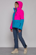 Оптом Горнолыжная куртка женская зимняя розового цвета 2302-1R, фото 13