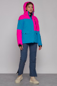 Оптом Горнолыжная куртка женская зимняя розового цвета 2302-1R в Казани, фото 14