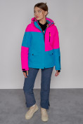 Оптом Горнолыжная куртка женская зимняя розового цвета 2302-1R в Казани, фото 4