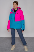 Оптом Горнолыжная куртка женская зимняя розового цвета 2302-1R, фото 5