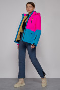 Оптом Горнолыжная куртка женская зимняя розового цвета 2302-1R, фото 6