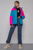 Оптом Горнолыжная куртка женская зимняя розового цвета 2302-1R, фото 7