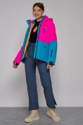 Оптом Горнолыжная куртка женская зимняя розового цвета 2302-1R в Перми, фото 8