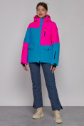 Оптом Горнолыжная куртка женская зимняя розового цвета 2302-1R, фото 9