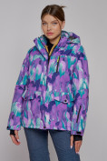 Оптом Горнолыжная куртка женская зимняя фиолетового цвета 2302-2F в Сочи