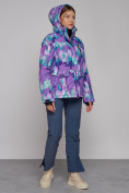 Оптом Горнолыжная куртка женская зимняя фиолетового цвета 2302-2F, фото 14