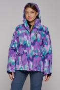 Оптом Горнолыжная куртка женская зимняя фиолетового цвета 2302-2F, фото 3