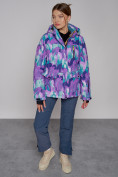 Оптом Горнолыжная куртка женская зимняя фиолетового цвета 2302-2F, фото 4
