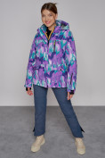 Оптом Горнолыжная куртка женская зимняя фиолетового цвета 2302-2F, фото 5