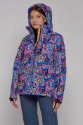 Оптом Горнолыжная куртка женская зимняя синего цвета 2302-2S в Казани, фото 3