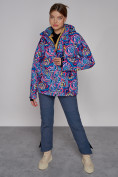 Оптом Горнолыжная куртка женская зимняя синего цвета 2302-2S в Казани, фото 5