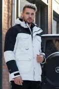 Оптом Горнолыжная куртка MTFORCE мужская белого цвета 2302Bl