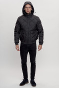 Оптом Куртка классическая стеганная мужская черного цвета 2303Ch в Екатеринбурге, фото 9