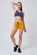 Оптом Спортивные женские шорты желтого цвета 212308J, фото 2