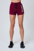 Оптом Спортивные женские шорты бордового цвета 212308Bo в Перми, фото 3