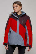 Оптом Горнолыжная куртка женская зимняя большого размера красного цвета 2308Kr в Екатеринбурге