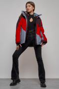 Оптом Горнолыжная куртка женская зимняя большого размера красного цвета 2308Kr в Екатеринбурге, фото 11