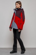 Оптом Горнолыжная куртка женская зимняя большого размера красного цвета 2308Kr в Екатеринбурге, фото 14