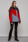 Оптом Горнолыжная куртка женская зимняя большого размера красного цвета 2308Kr в Екатеринбурге, фото 15