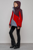Оптом Горнолыжная куртка женская зимняя большого размера красного цвета 2308Kr в Екатеринбурге, фото 18