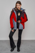 Оптом Горнолыжная куртка женская зимняя большого размера красного цвета 2308Kr в Екатеринбурге, фото 9