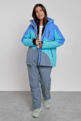 Оптом Горнолыжная куртка женская зимняя большого размера синего цвета 2308S в Екатеринбурге, фото 8