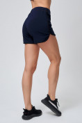 Оптом Спортивные женские шорты big size темно-синего цвета 212311TS в Казани, фото 5