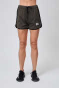 Оптом Спортивные женские шорты big size цвета хаки 212311Kh