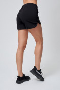 Оптом Спортивные женские шорты big size черного цвета 212311Ch в Перми, фото 5
