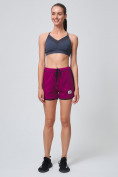Оптом Спортивные женские шорты big size малинового цвета 212311M в Перми, фото 6
