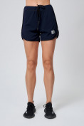Оптом Спортивные женские шорты big size темно-синего цвета 212311TS в Сочи