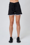 Оптом Спортивные женские шорты big size черного цвета 212312Ch в Перми
