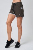 Оптом Спортивные женские шорты big size цвета хаки 212312Kh в Сочи, фото 3