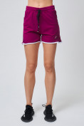 Оптом Спортивные женские шорты big size малинового цвета 212312M в Перми