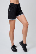 Оптом Спортивные женские шорты big size черного цвета 212312Ch в Казани, фото 2