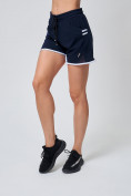 Оптом Спортивные женские шорты big size темно-синего цвета 212312TS, фото 3