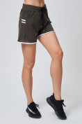 Оптом Спортивные женские шорты big size цвета хаки 212312Kh в Екатеринбурге, фото 2