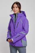 Оптом Горнолыжная куртка женская зимняя фиолетового цвета 2316F в Екатеринбурге, фото 7