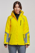 Оптом Горнолыжная куртка женская зимняя желтого цвета 2316J в Екатеринбурге