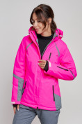 Оптом Горнолыжная куртка женская зимняя розового цвета 2316R в Екатеринбурге