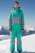 Оптом Горнолыжный комбинезон женский зимний бирюзового цвета 2320Br, фото 4