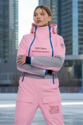 Оптом Горнолыжный комбинезон женский зимний розового цвета 2320R, фото 4