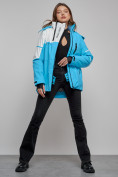 Оптом Горнолыжная куртка женская зимняя голубого цвета 2321Gl в Казани, фото 11