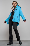 Оптом Горнолыжная куртка женская зимняя голубого цвета 2321Gl в Казани, фото 12