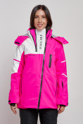 Оптом Горнолыжная куртка женская зимняя розового цвета 2321R в Екатеринбурге